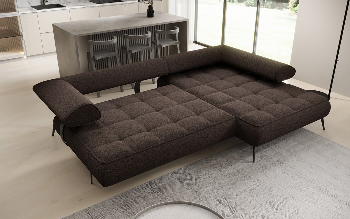 Designer Sofa Sydney L II Bouclé med elektrisk sovefunktion