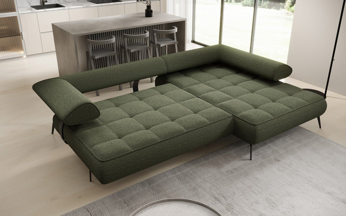 Designer Sofa Sydney L II Bouclé med elektrisk sovefunktion