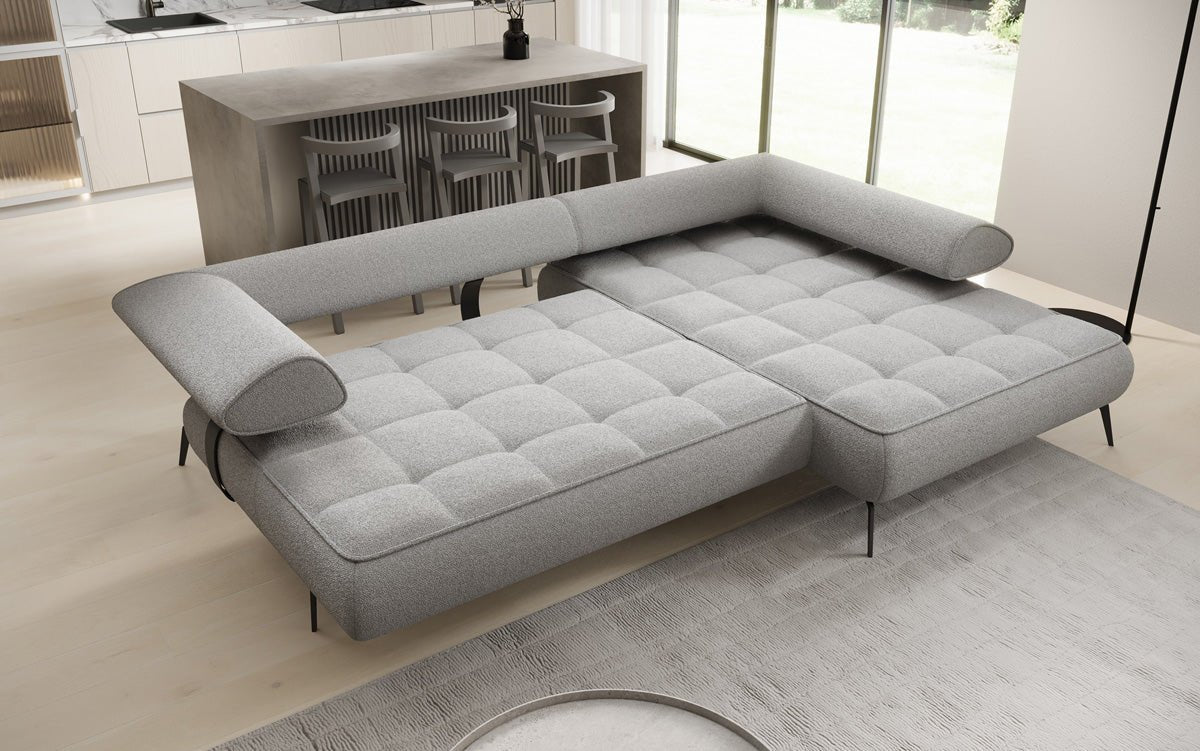 Designer Sofa Sydney L II Bouclé med elektrisk sovefunktion