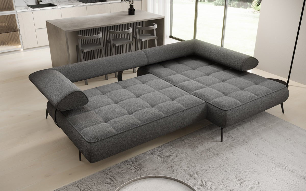 Designer Sofa Sydney L II Bouclé med elektrisk sovefunktion