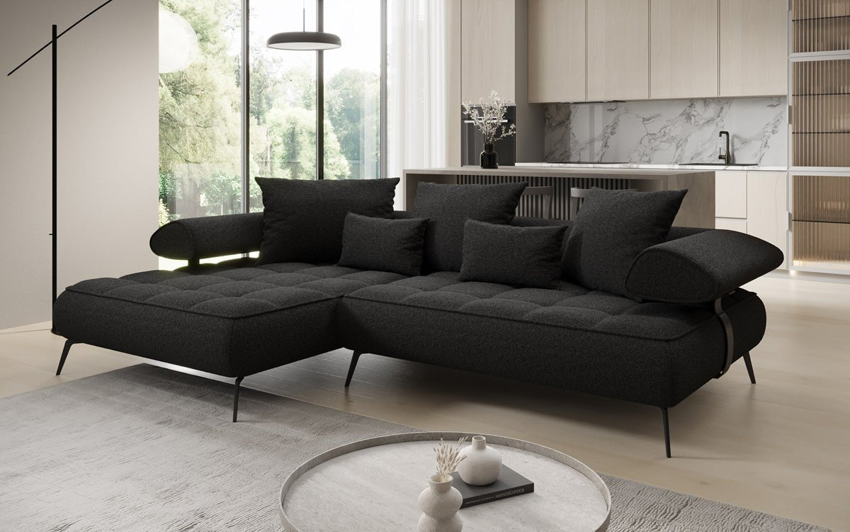Designer Sofa Sydney L II Bouclé med elektrisk sovefunktion