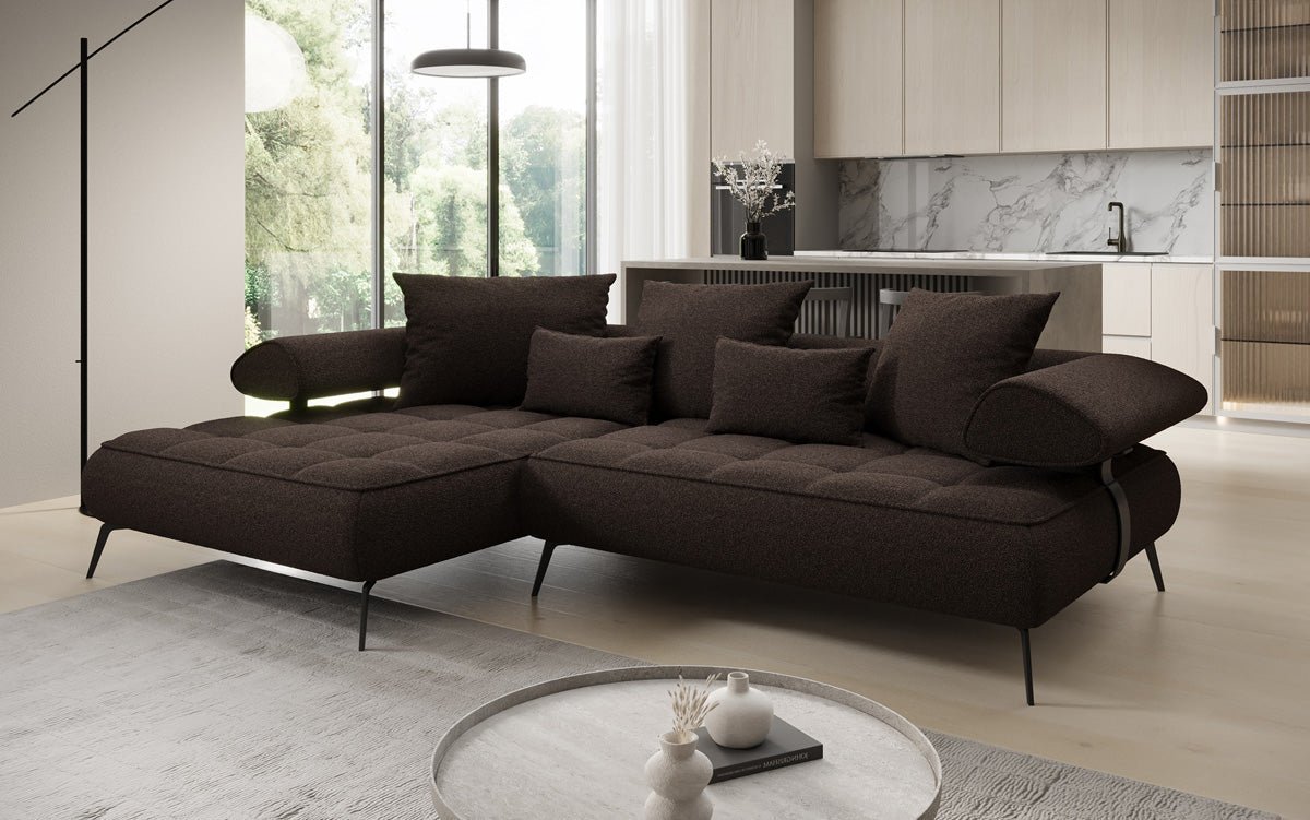 Designer Sofa Sydney L II Bouclé med elektrisk sovefunktion