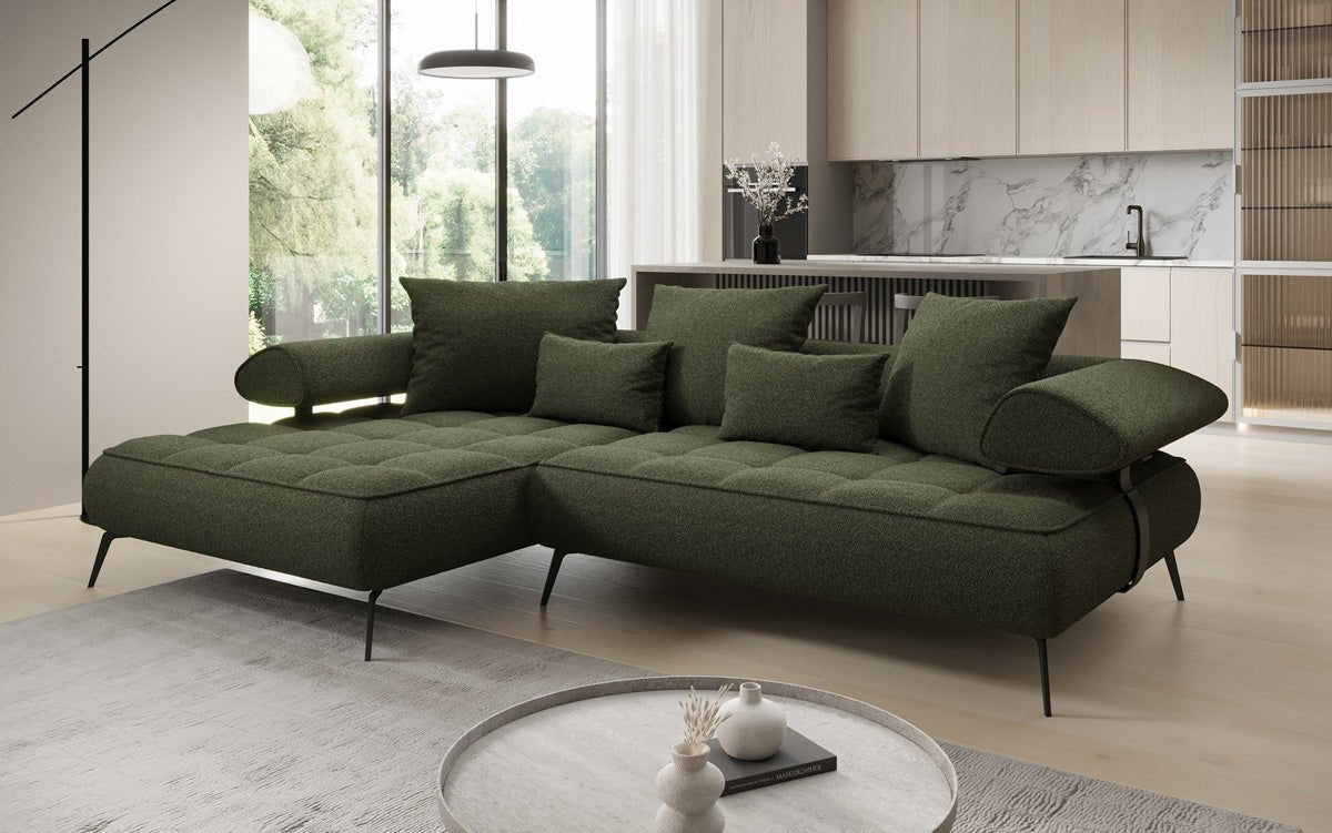 Designer Sofa Sydney L II Bouclé med elektrisk sovefunktion