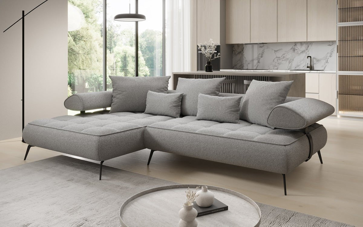 Designer Sofa Sydney L II Bouclé med elektrisk sovefunktion