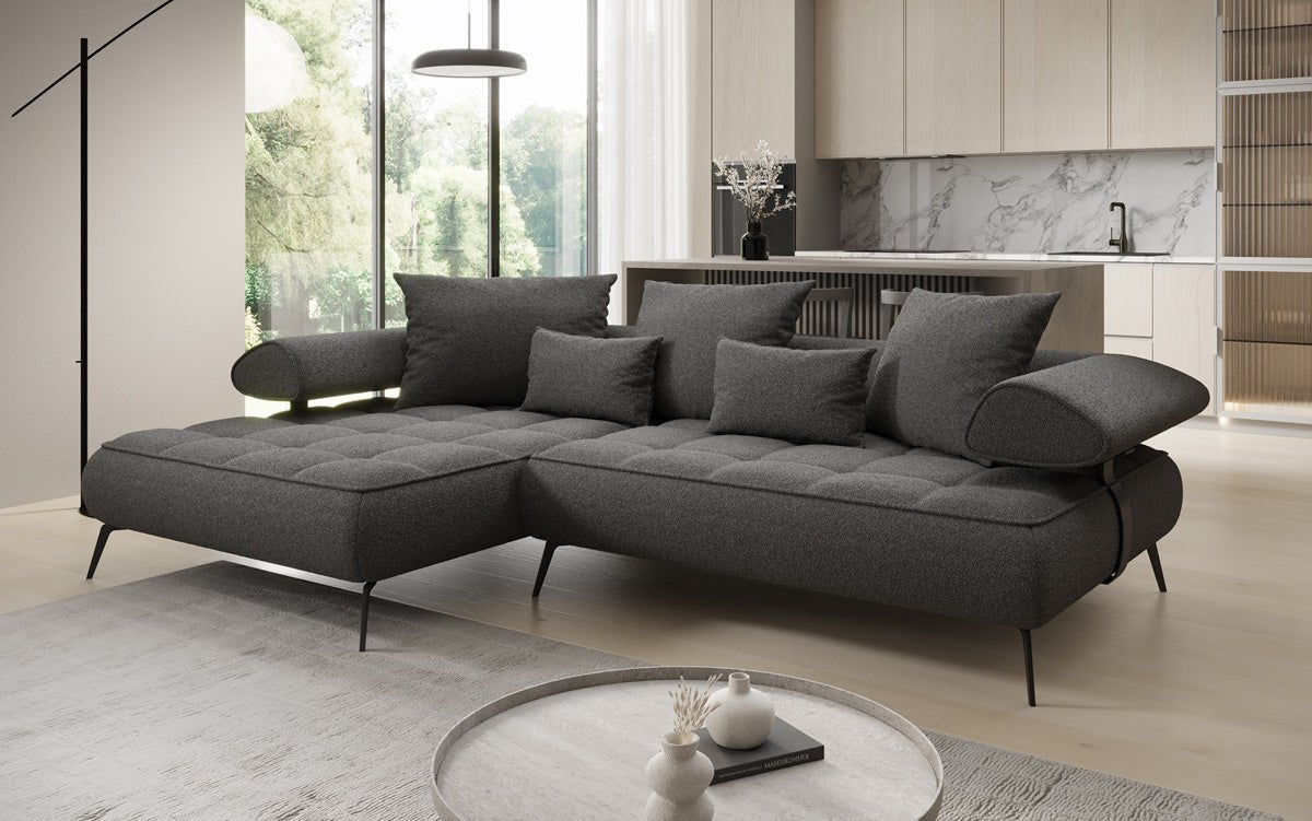 Designer Sofa Sydney L II Bouclé med elektrisk sovefunktion