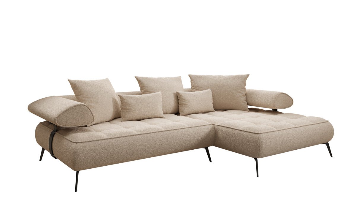 Designer Sofa Sydney L II Bouclé med elektrisk sovefunktion