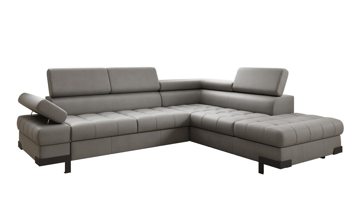 Designer L Sofa Noelia med sovefunktion og opbevaringsplads i ægte læder