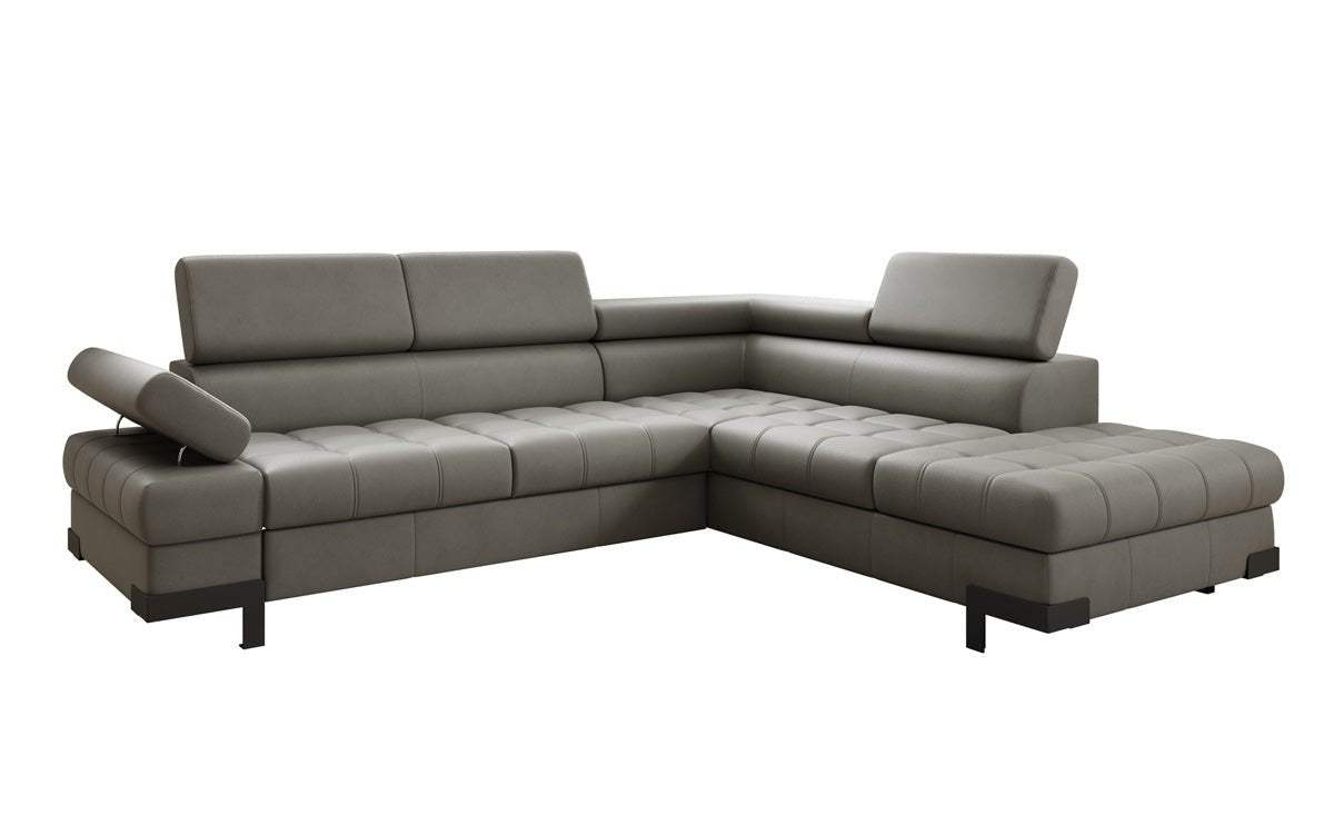 Designer L Sofa Noelia med sovefunktion og opbevaringsplads i ægte læder
