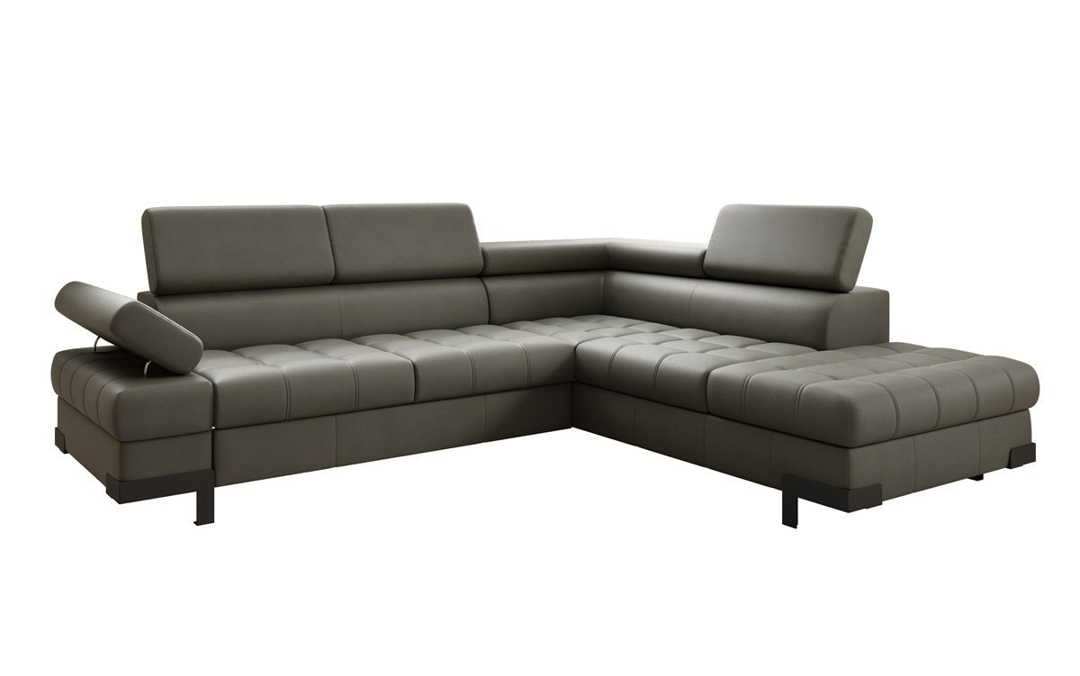 Designer L Sofa Noelia med sovefunktion og opbevaringsplads i ægte læder