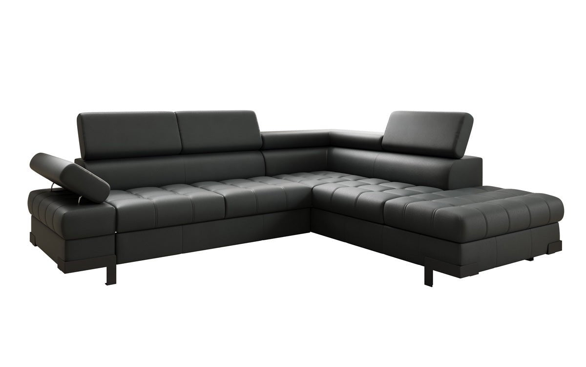 Designer L Sofa Noelia med sovefunktion og opbevaringsplads i ægte læder