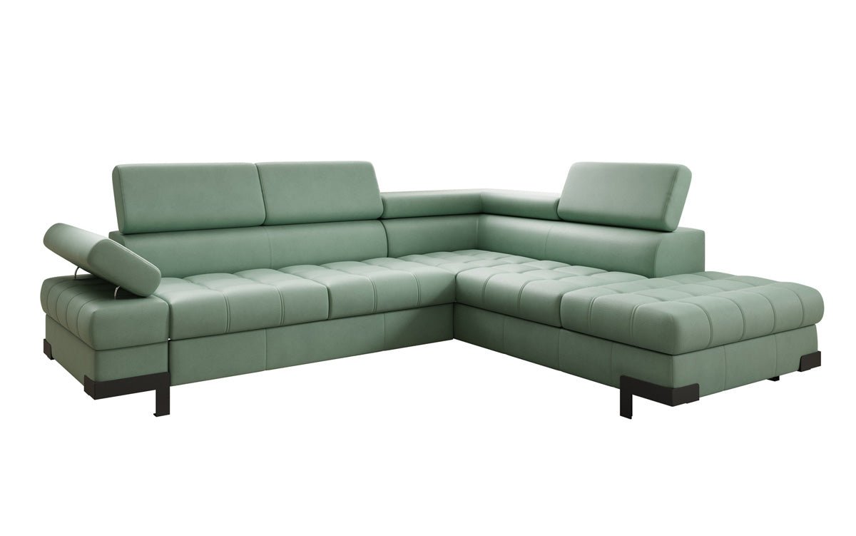Designer L Sofa Noelia med sovefunktion og opbevaringsplads i ægte læder