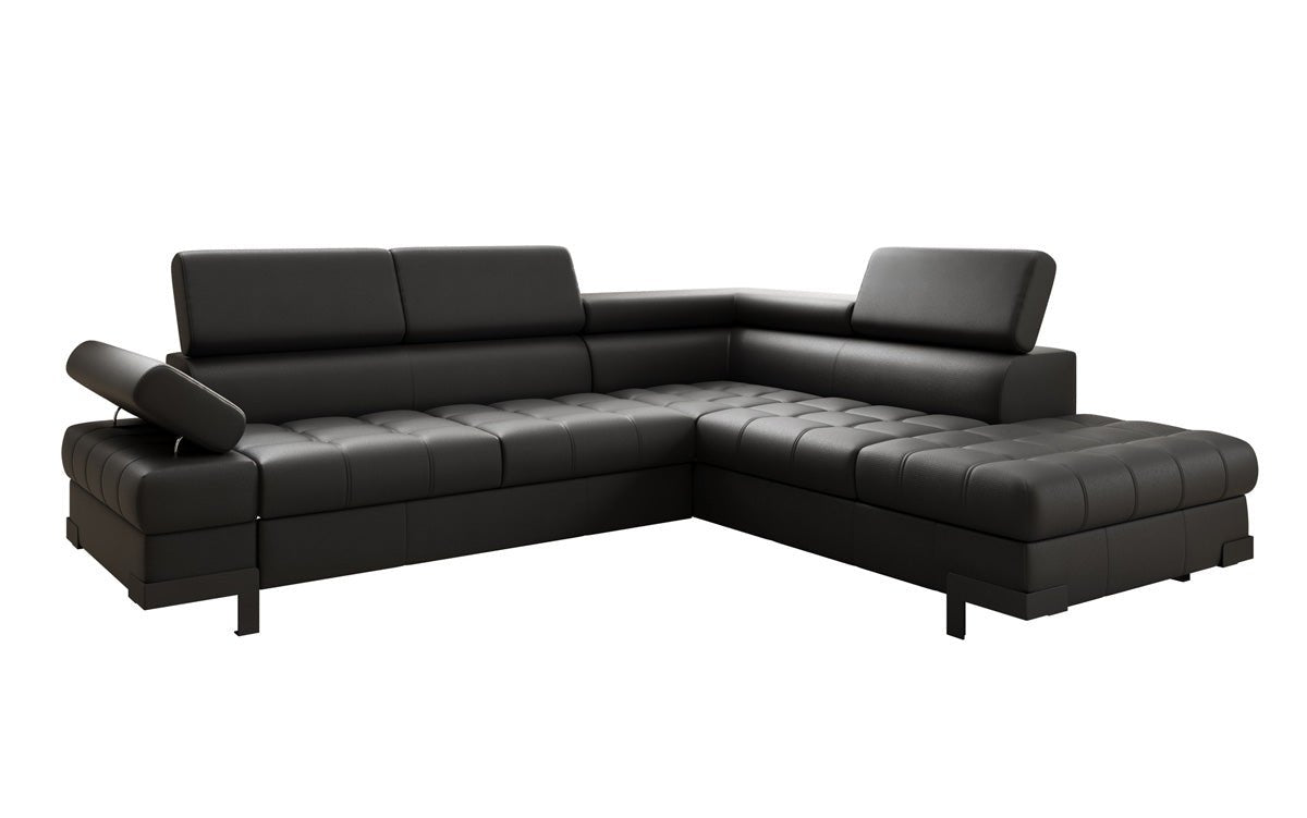 Designer L Sofa Noelia med sovefunktion og opbevaringsplads i ægte læder