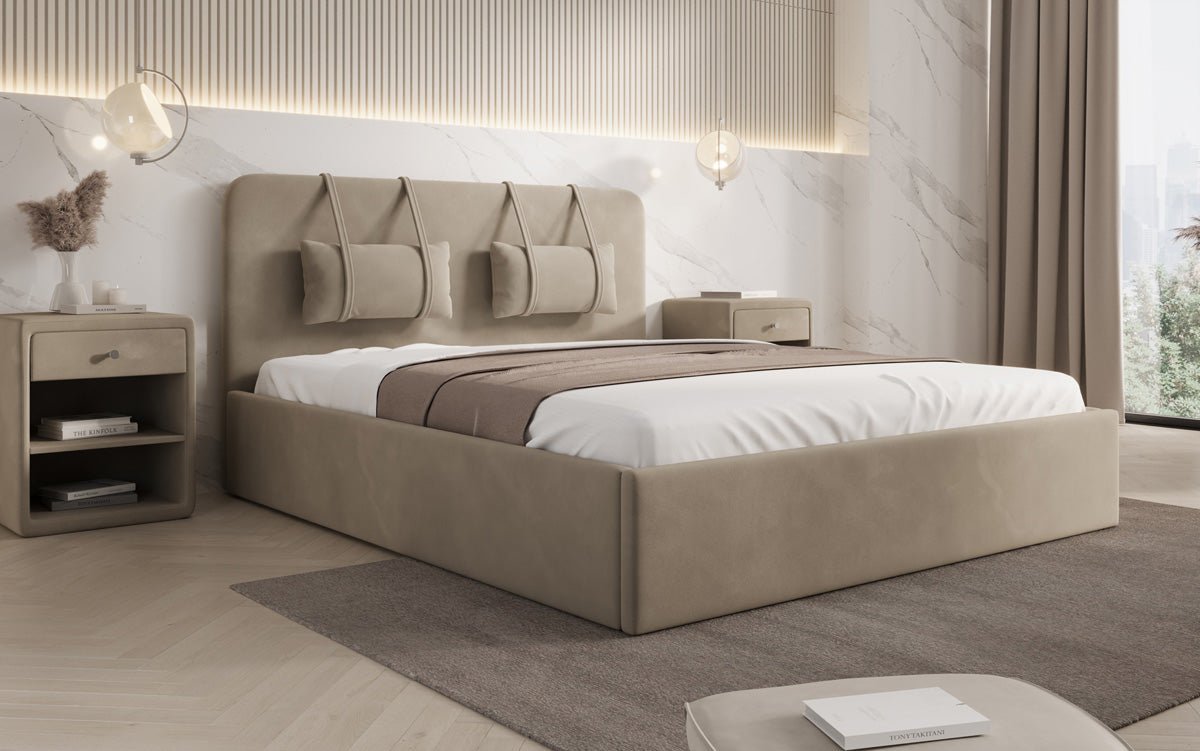 Designer polsterseng Alma i Velour med opbevaring