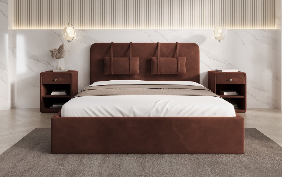 Designer polsterseng Alma i Velour med opbevaring