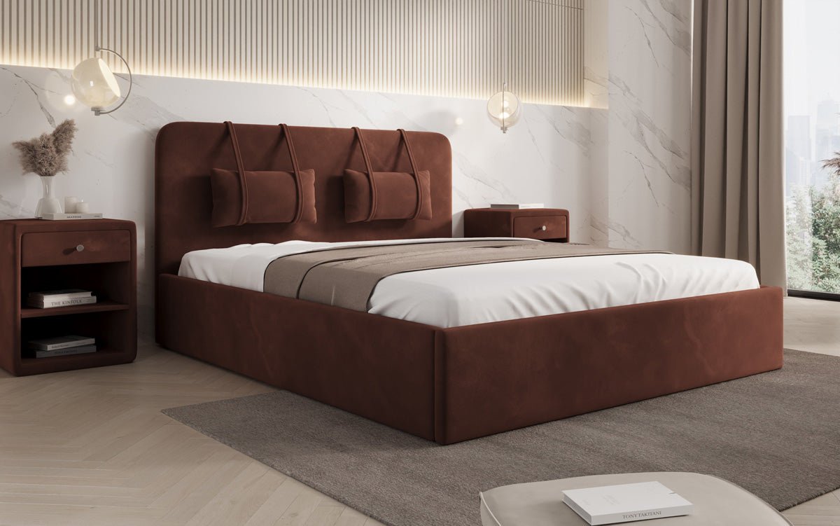 Designer polsterseng Alma i Velour med opbevaring