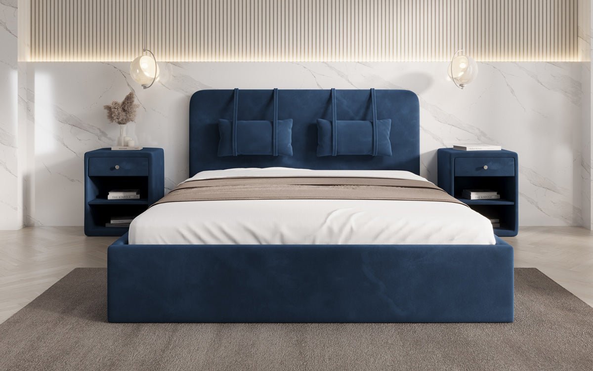 Designer polsterseng Alma i Velour med opbevaring