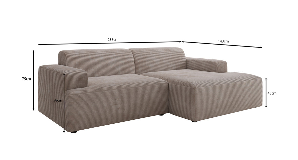 Designer Sofa Monza L i Cordfløjl