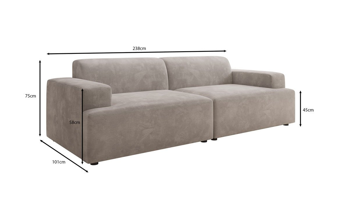 Designer 3-personers sofa Monza i Velour