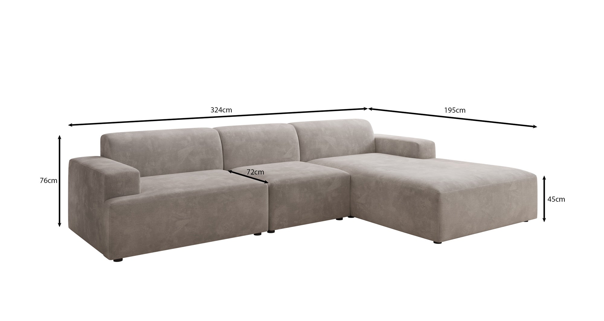 Designer Sofa Monza L Maxi in Samt