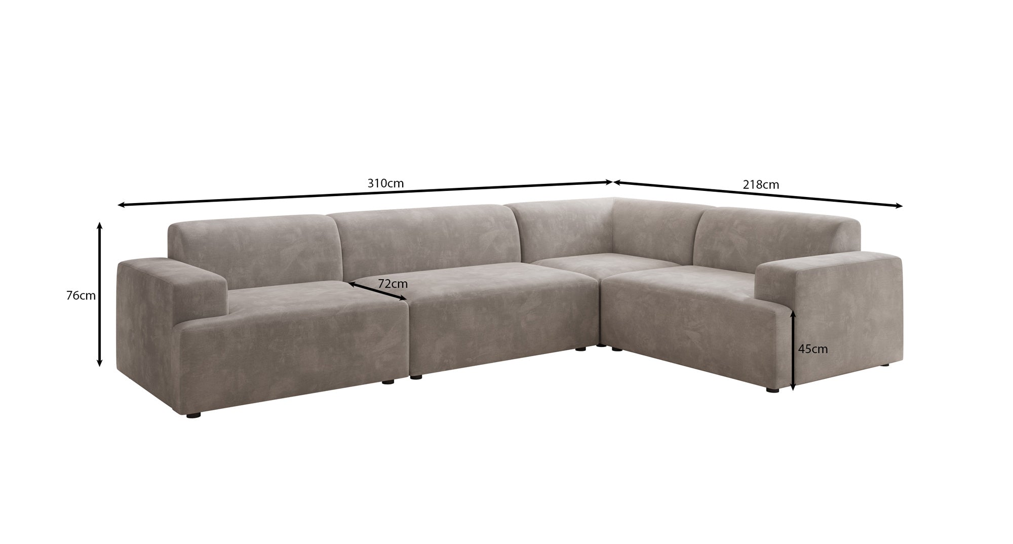 Designer Sofa Monza Wohnlandschaft L in Velour