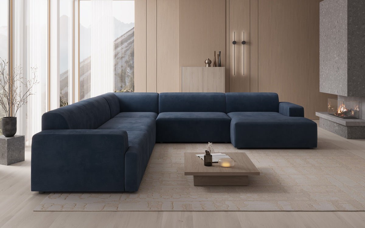 Designer Sofa Monza Wohnlandschaft U XXL i Velour