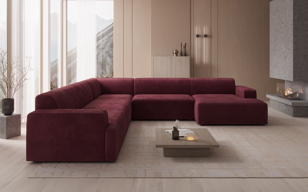Designer Sofa Monza Wohnlandschaft U XXL i Velour