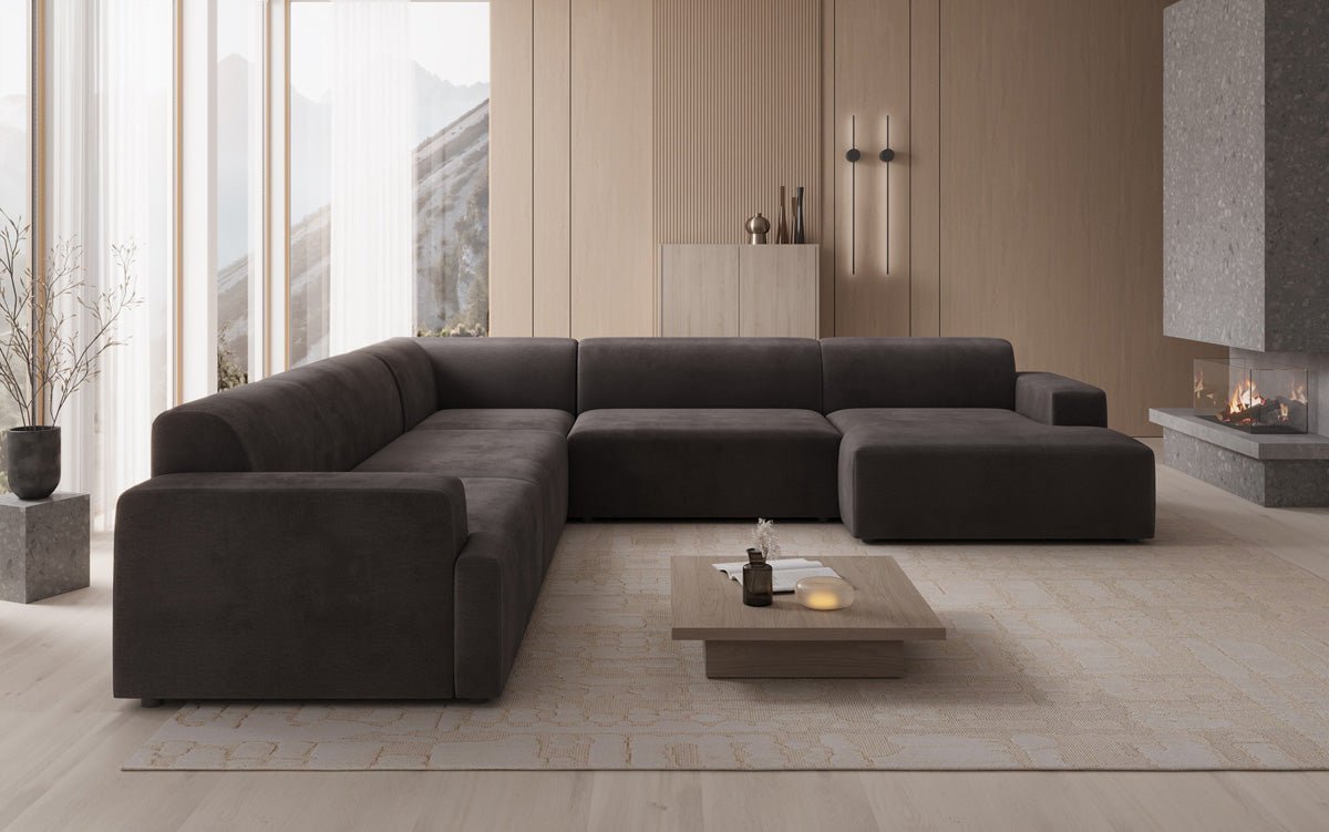 Designer Sofa Monza Wohnlandschaft U XXL i Velour
