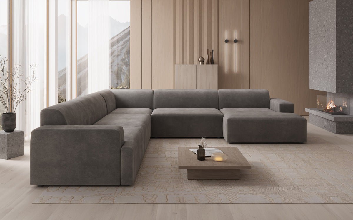Designer Sofa Monza Wohnlandschaft U XXL i Velour