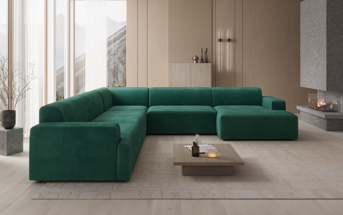 Designer Sofa Monza Wohnlandschaft U XXL i Velour