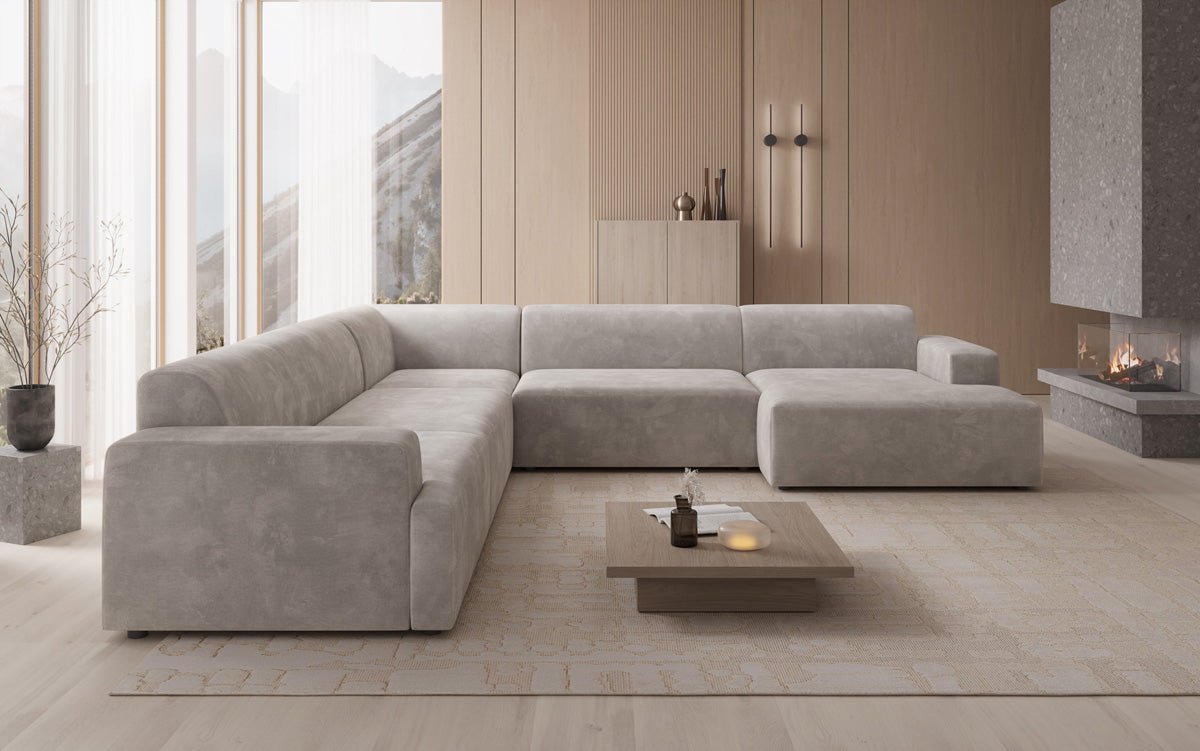 Designer Sofa Monza Wohnlandschaft U XXL i Velour