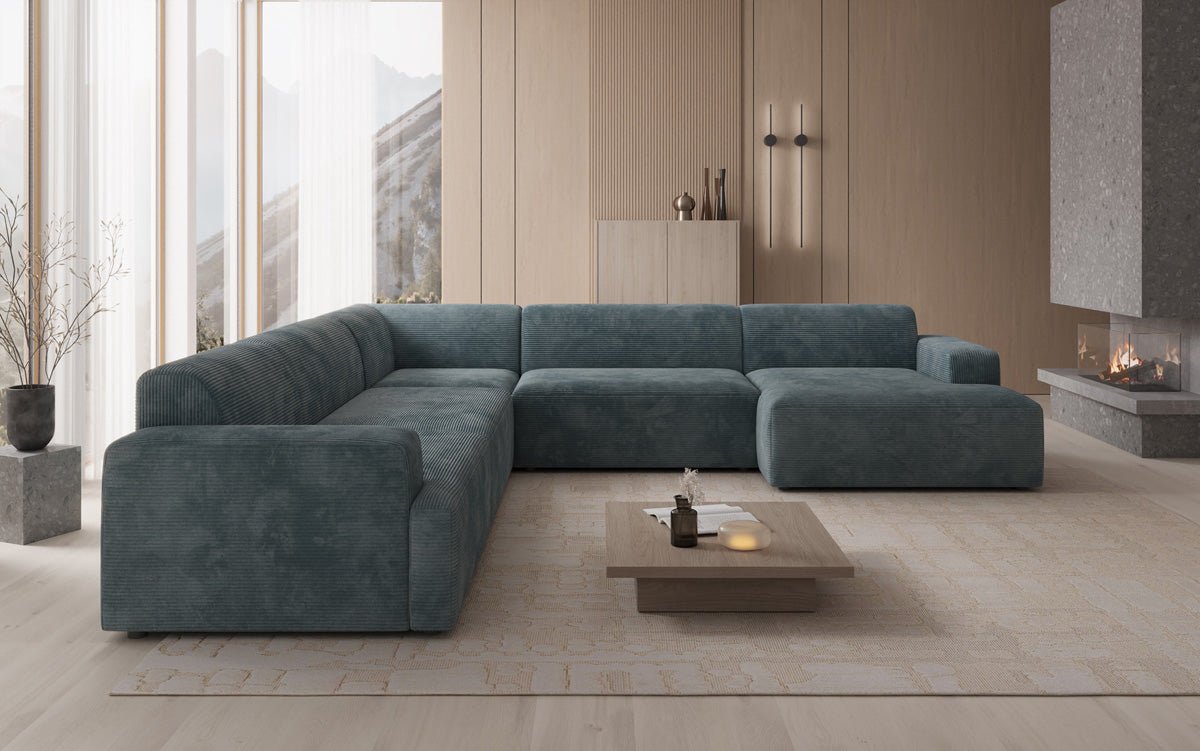 Designer Sofa Monza Wohnlandschaft U XXL i Cordfløjl
