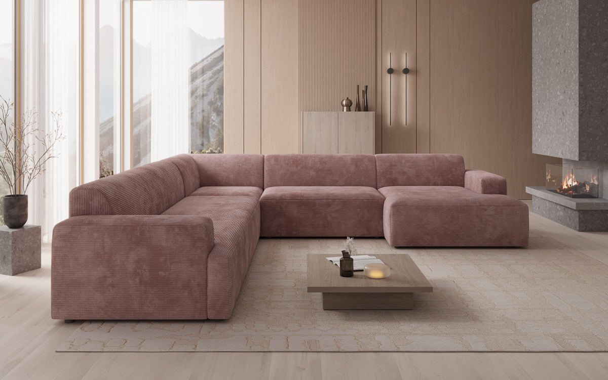 Designer Sofa Monza Wohnlandschaft U XXL i Cordfløjl