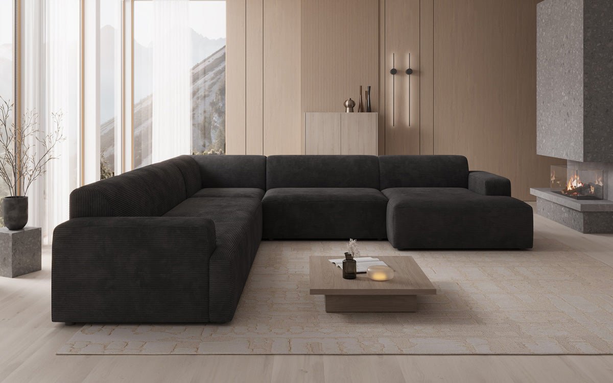 Designer Sofa Monza Wohnlandschaft U XXL i Cordfløjl