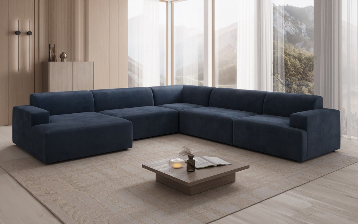 Designer Sofa Monza Wohnlandschaft U XXL i Velour