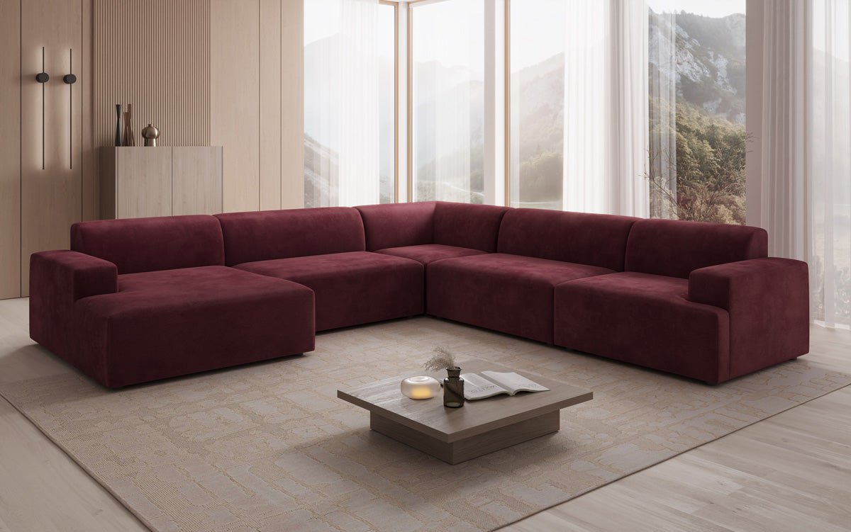 Designer Sofa Monza Wohnlandschaft U XXL i Velour
