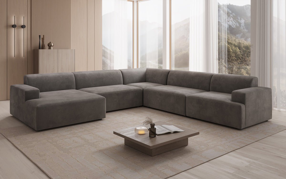 Designer Sofa Monza Wohnlandschaft U XXL i Velour