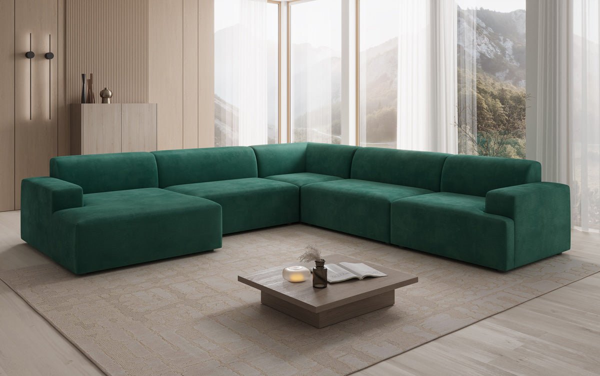 Designer Sofa Monza Wohnlandschaft U XXL i Velour