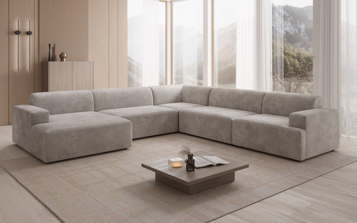 Designer Sofa Monza Wohnlandschaft U XXL i Velour