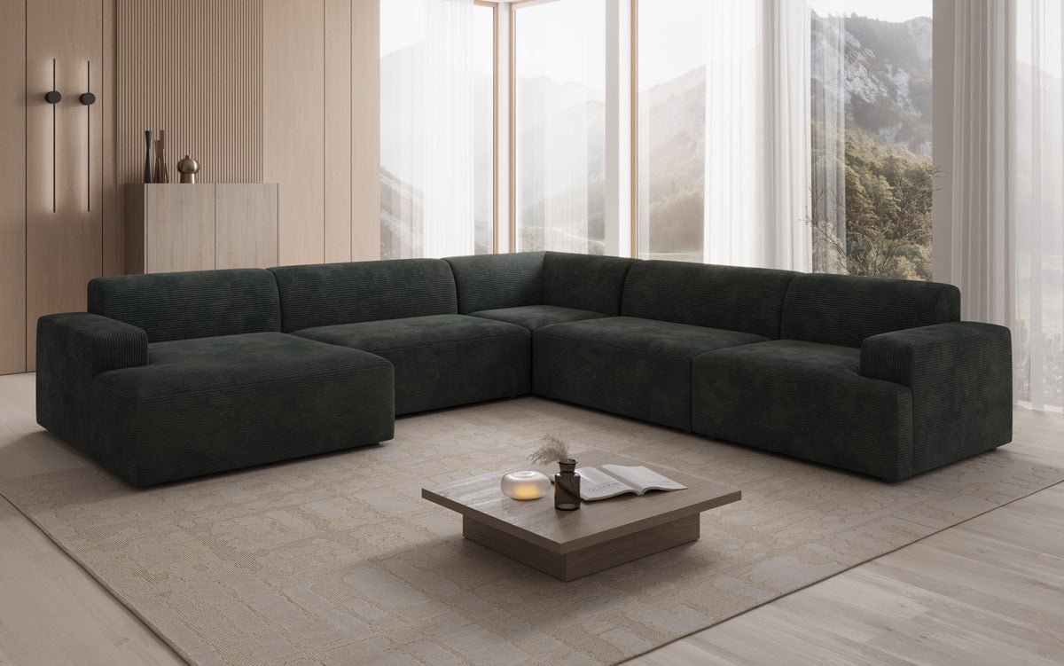 Designer Sofa Monza Wohnlandschaft U XXL i Cordfløjl
