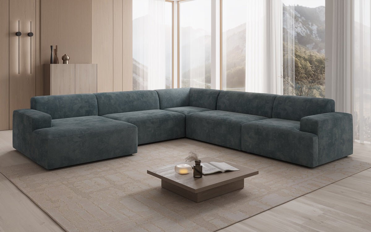 Designer Sofa Monza Wohnlandschaft U XXL i Cordfløjl