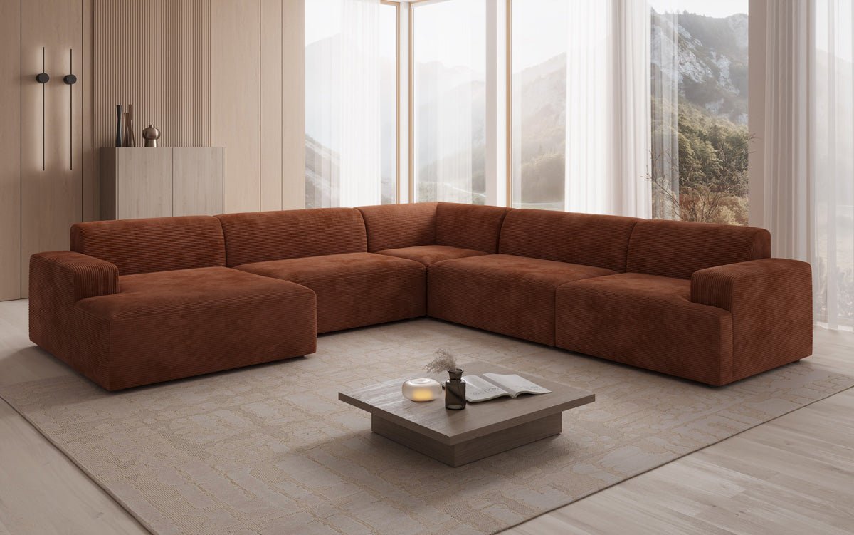 Designer Sofa Monza Wohnlandschaft U XXL i Cordfløjl