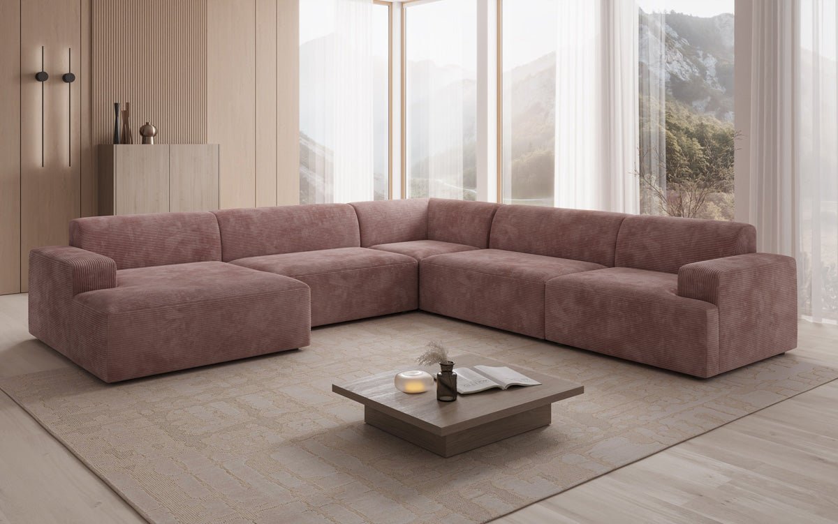 Designer Sofa Monza Wohnlandschaft U XXL i Cordfløjl