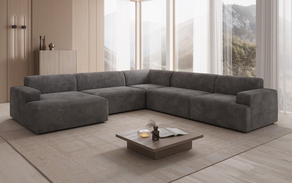 Designer Sofa Monza Wohnlandschaft U XXL i Cordfløjl