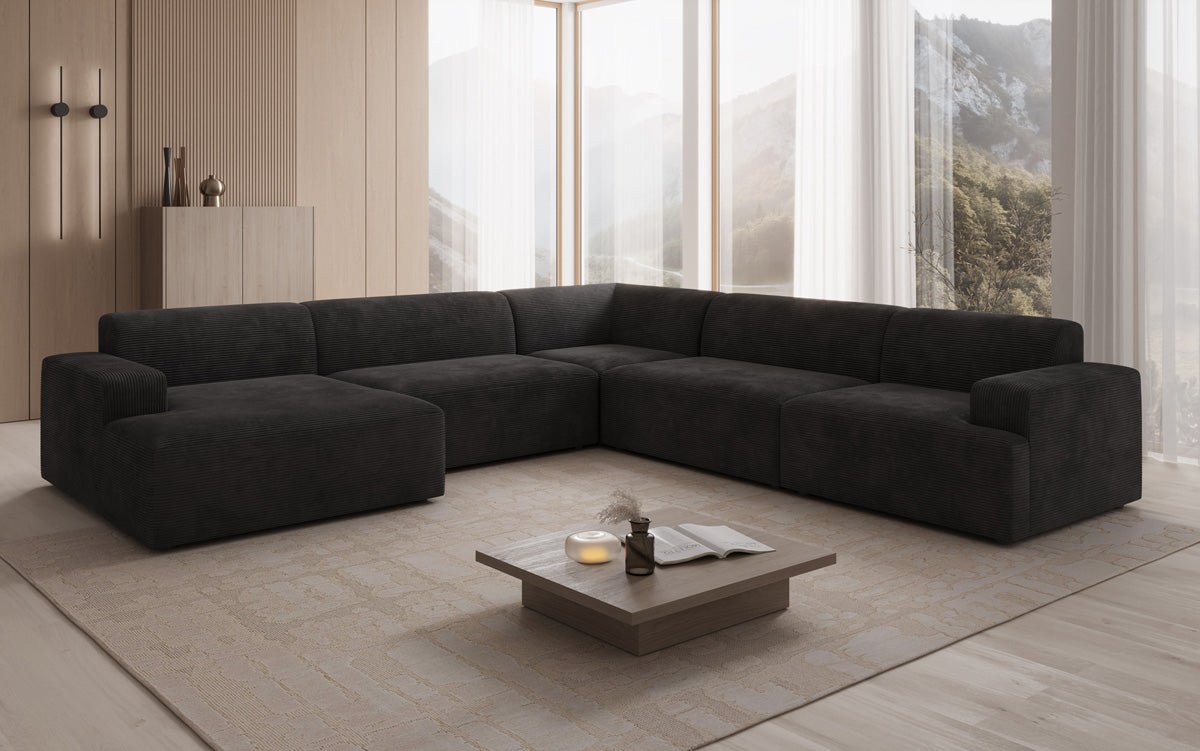 Designer Sofa Monza Wohnlandschaft U XXL i Cordfløjl