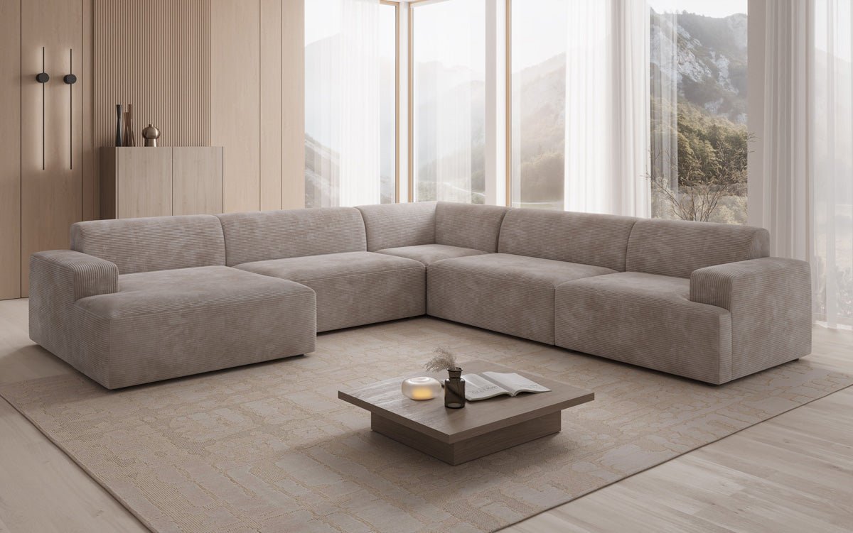 Designer Sofa Monza Wohnlandschaft U XXL i Cordfløjl