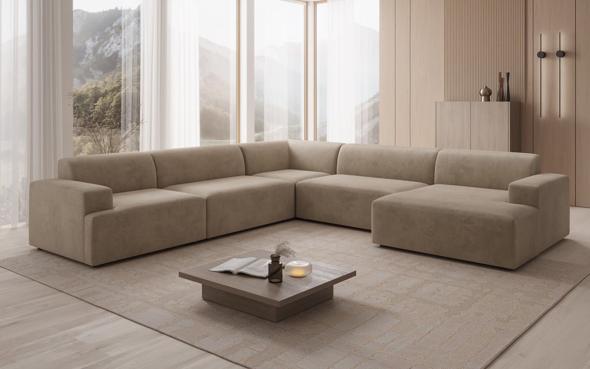 Designer Sofa Monza Wohnlandschaft U XXL i Velour