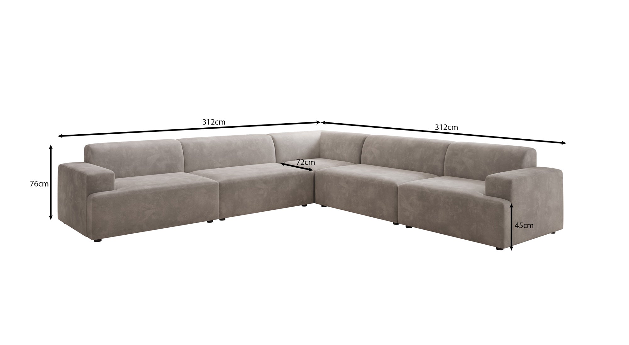 Designer Sofa Monza Wohnlandschaft L XXL i Velour