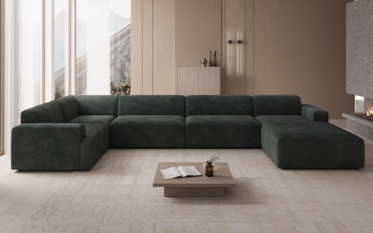 Designer Sofa Monza U XXL i Cordfløjl