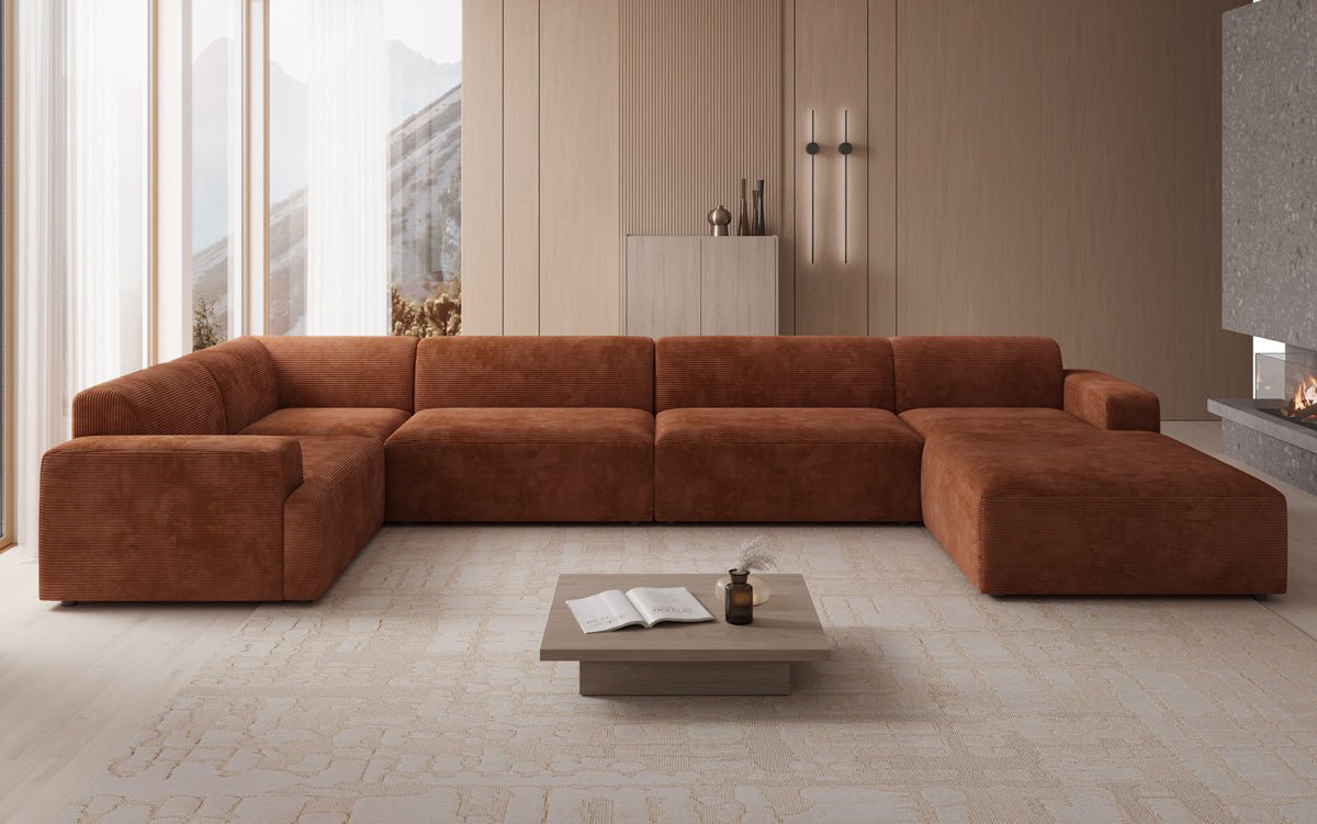 Designer Sofa Monza U XXL i Cordfløjl
