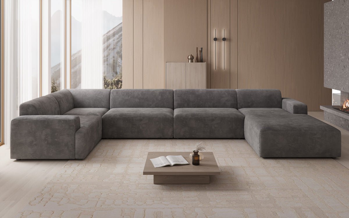 Designer Sofa Monza U XXL i Cordfløjl